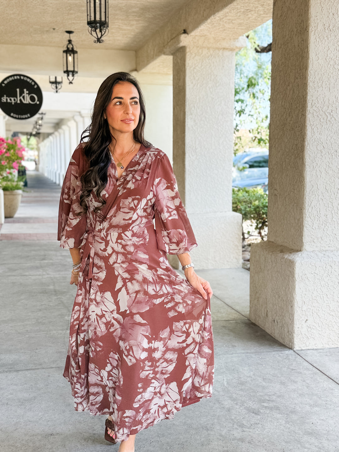 The Sienna Botanical Wrap Maxi Dress