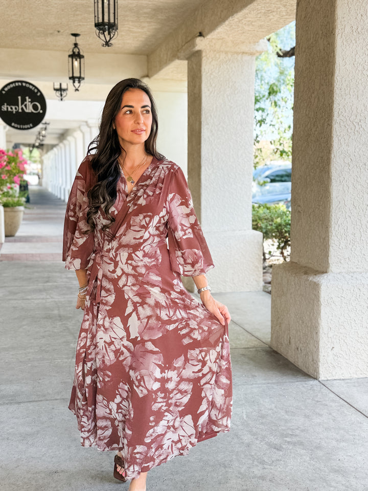 The Sienna Botanical Wrap Maxi Dress
