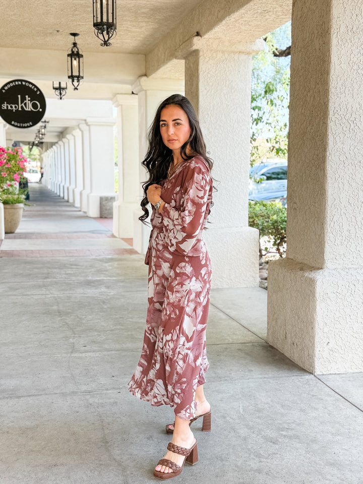 The Sienna Botanical Wrap Maxi Dress