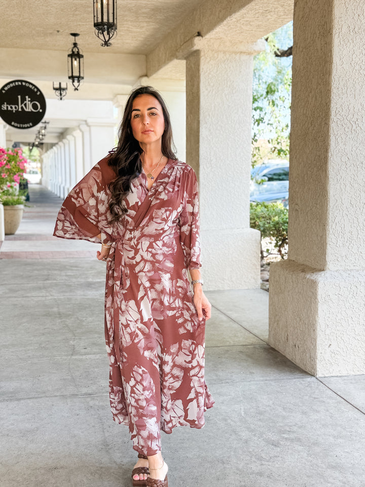 The Sienna Botanical Wrap Maxi Dress