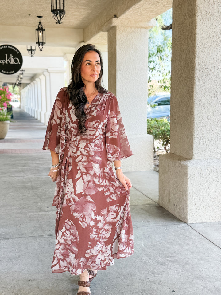 The Sienna Botanical Wrap Maxi Dress
