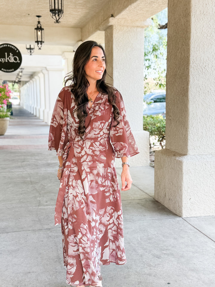 The Sienna Botanical Wrap Maxi Dress