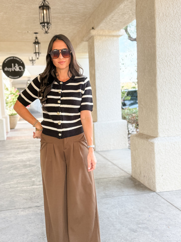 The Wendi High-Rise Wide-Leg Cargo Pants - Dark Brown