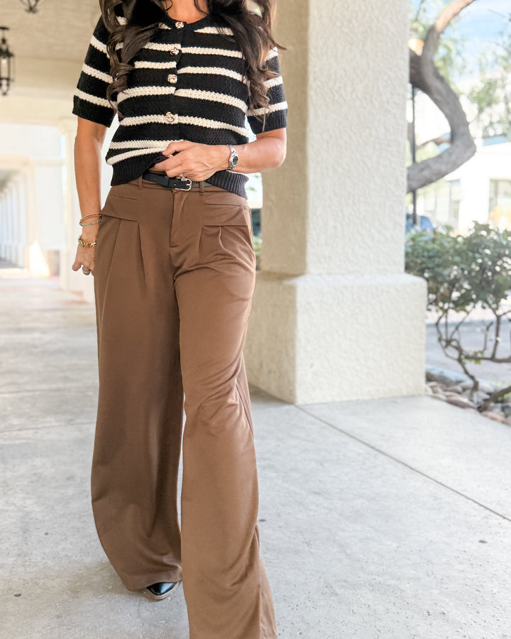The Wendi High-Rise Wide-Leg Cargo Pants - Dark Brown