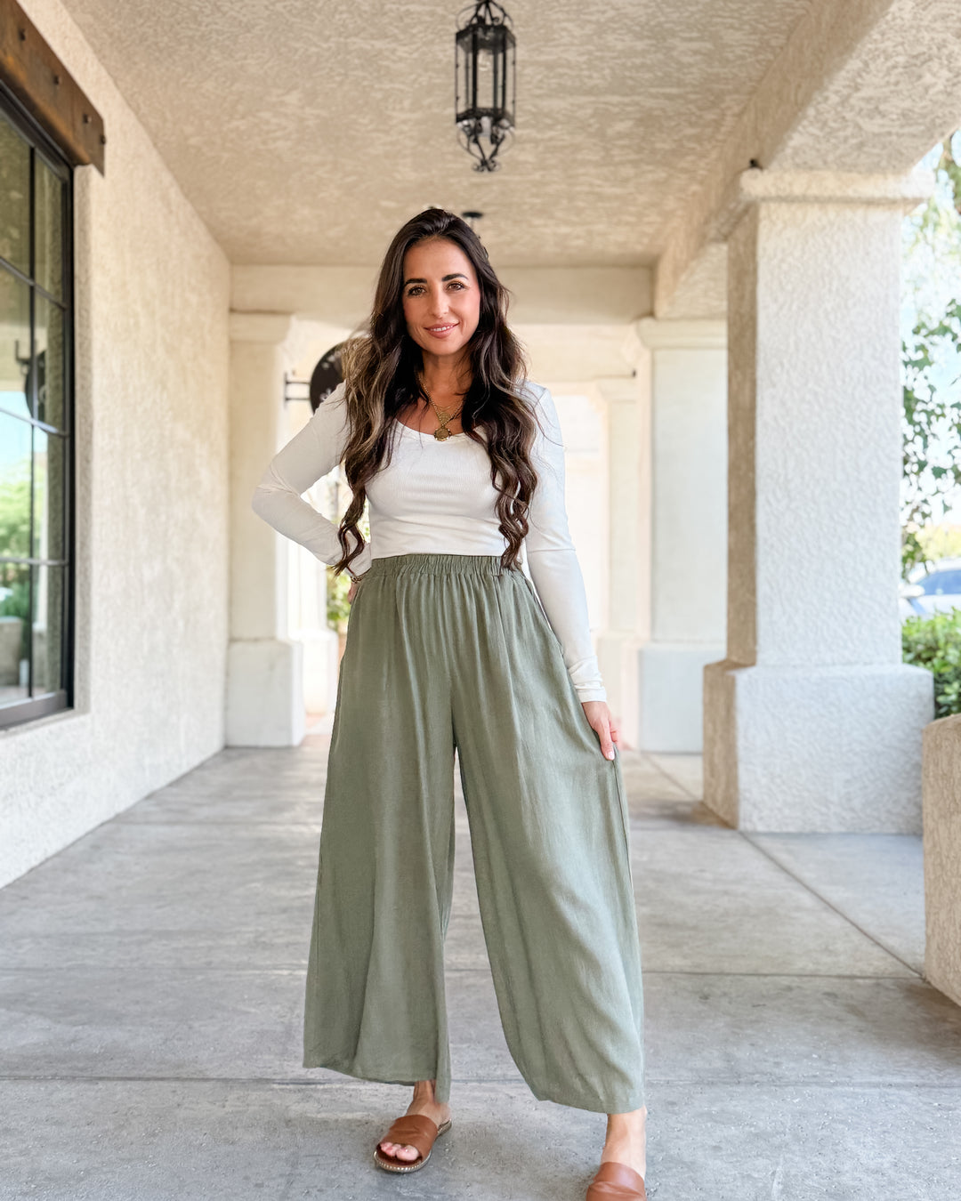 The Molly Daily Linen Pants - Light Olive