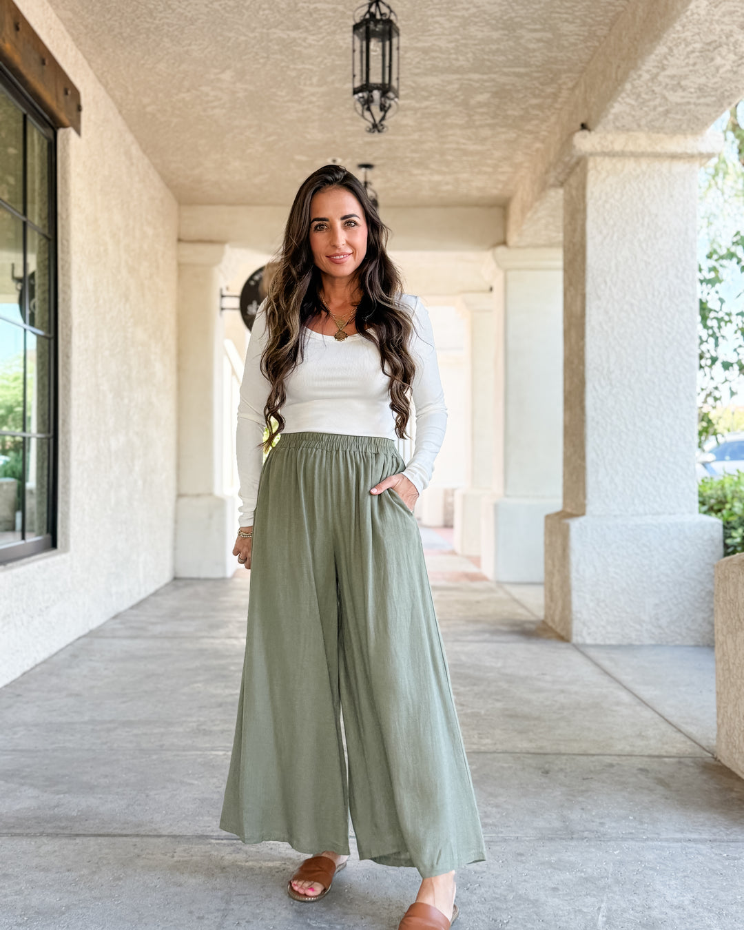 The Molly Daily Linen Pants - Light Olive