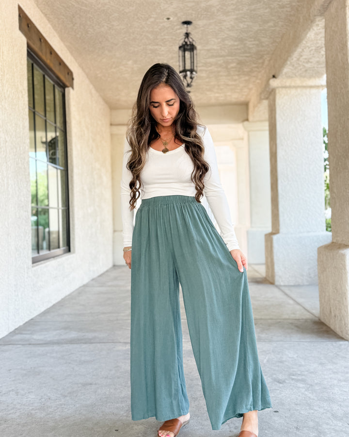 The Molly Daily Linen Pants - Ash Jade