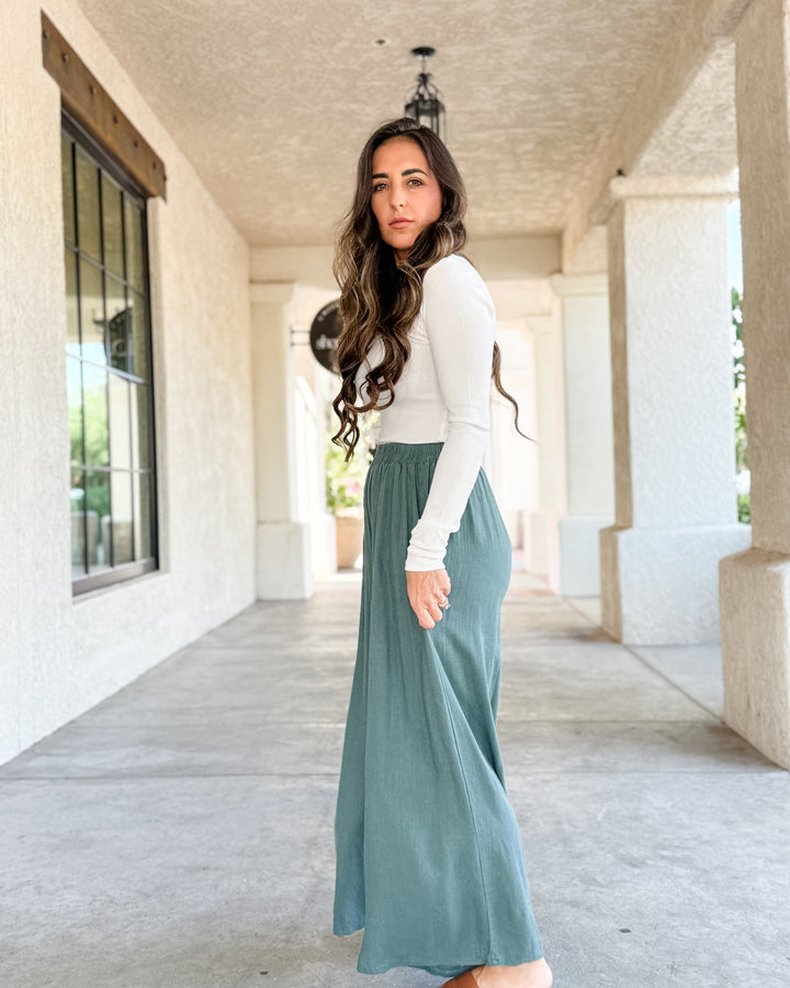 The Molly Daily Linen Pants - Ash Jade