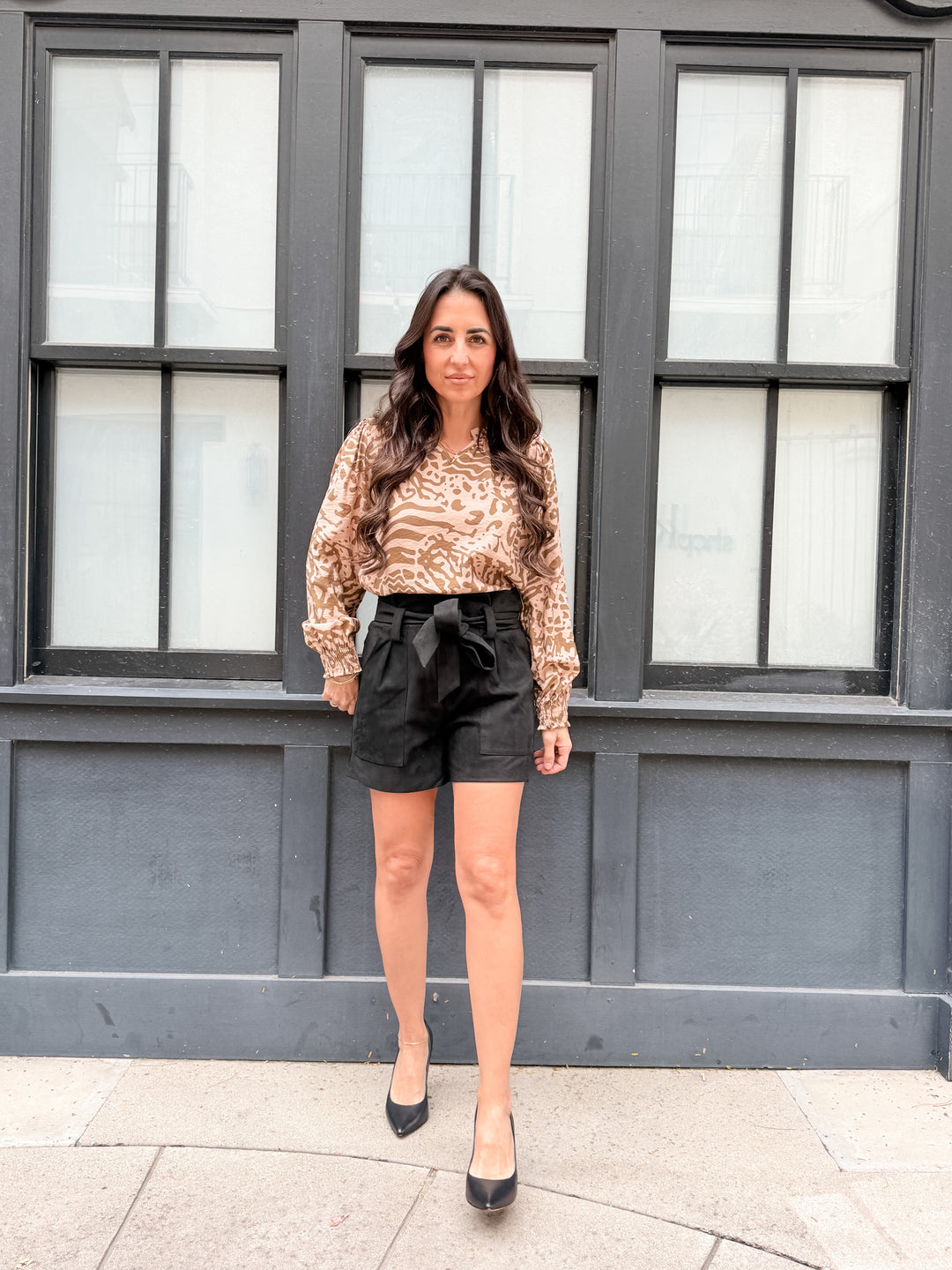 The Mila Suede High-Waisted Shorts - Black