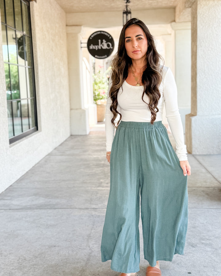 The Molly Daily Linen Pants - Ash Jade