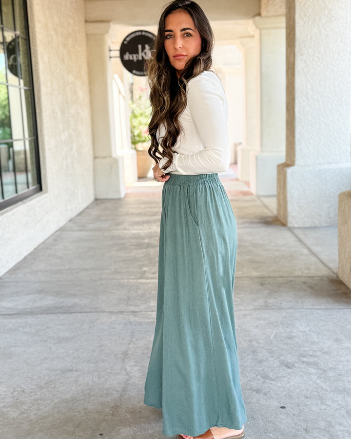 The Molly Daily Linen Pants - Ash Jade
