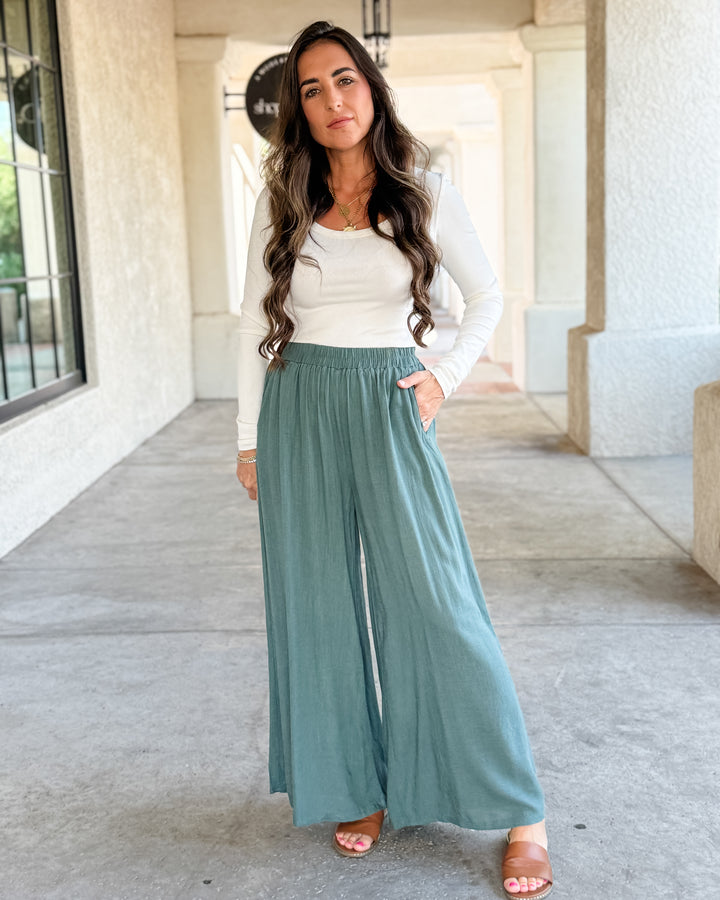 The Molly Daily Linen Pants - Ash Jade