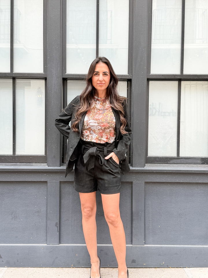 The Sloane Suede Deep-Neck Blazer