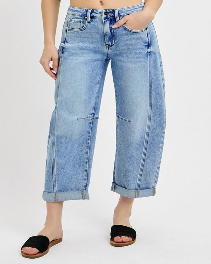 High-Rise Boyfriend Cuffed Barrel Jean by Risen