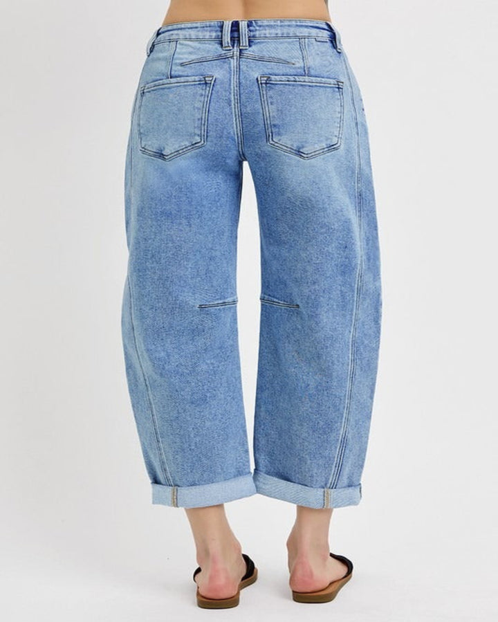 High-Rise Boyfriend Cuffed Barrel Jean by Risen