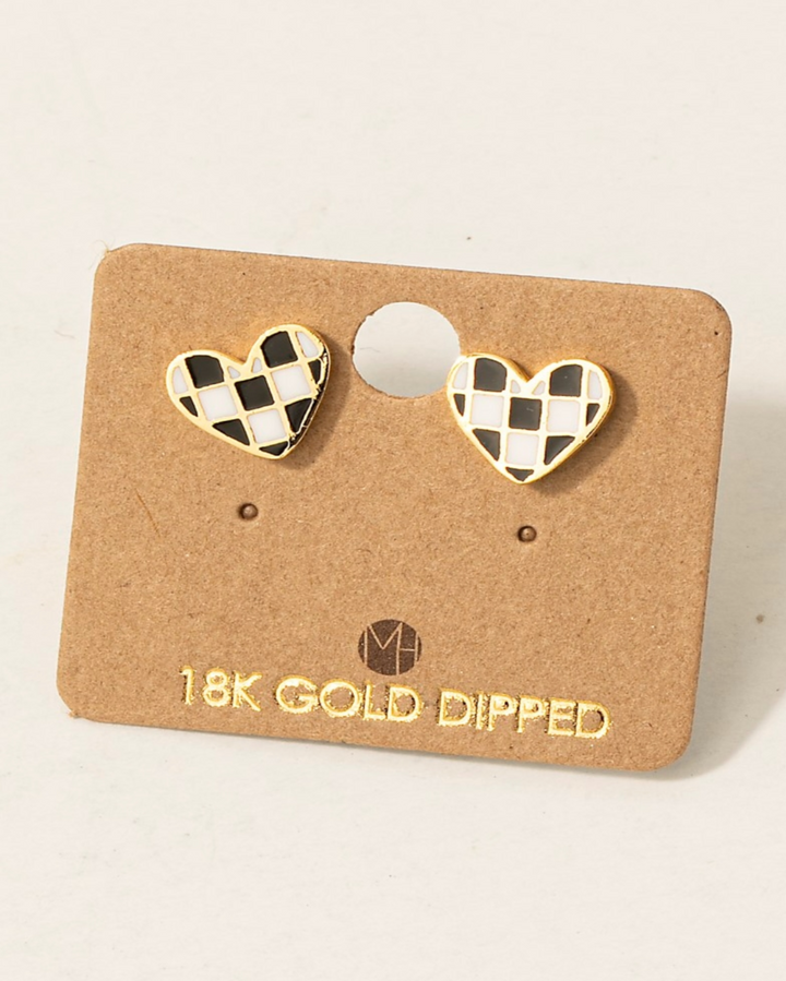 Cordelia Checkered Heart Stud