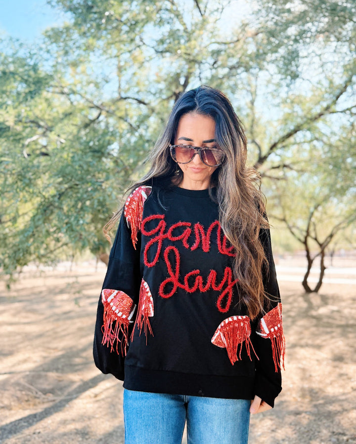 The Beaded Football Patch Game Day Sweatshirt