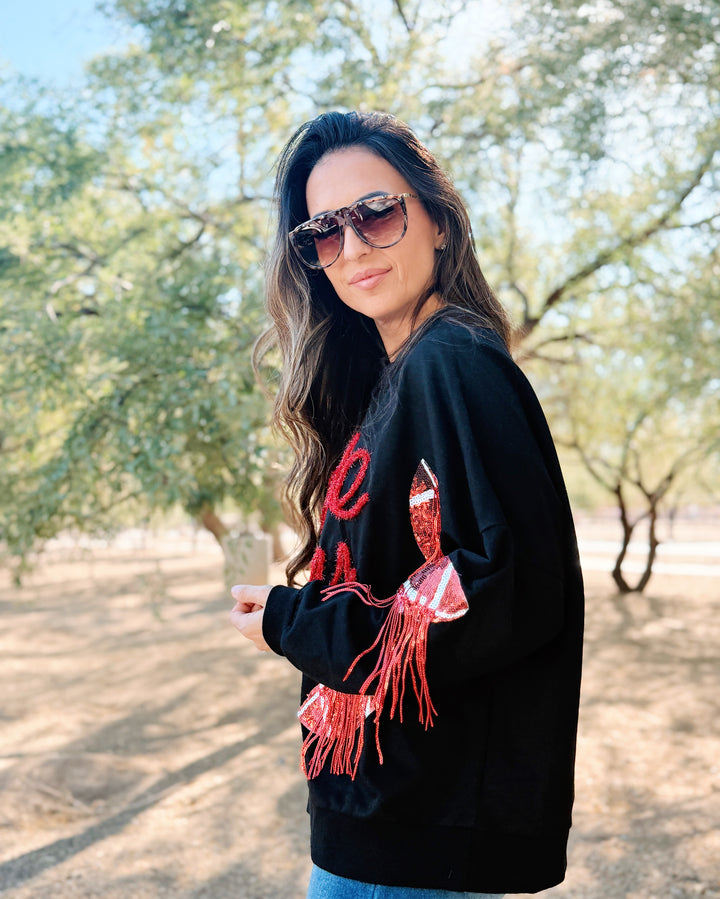 The Beaded Football Patch Game Day Sweatshirt 2