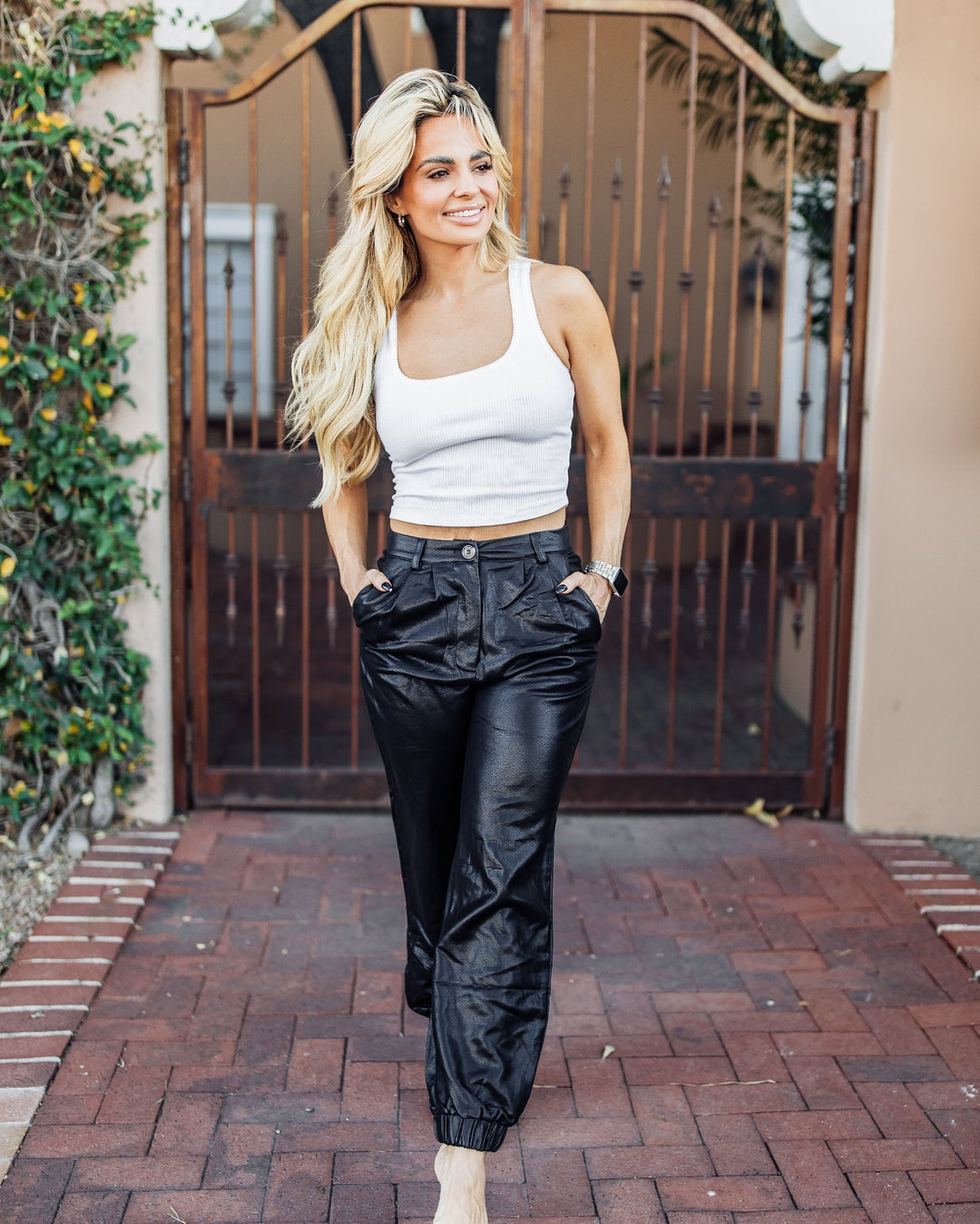 The Genevieve Vegan Faux Leather Joggers