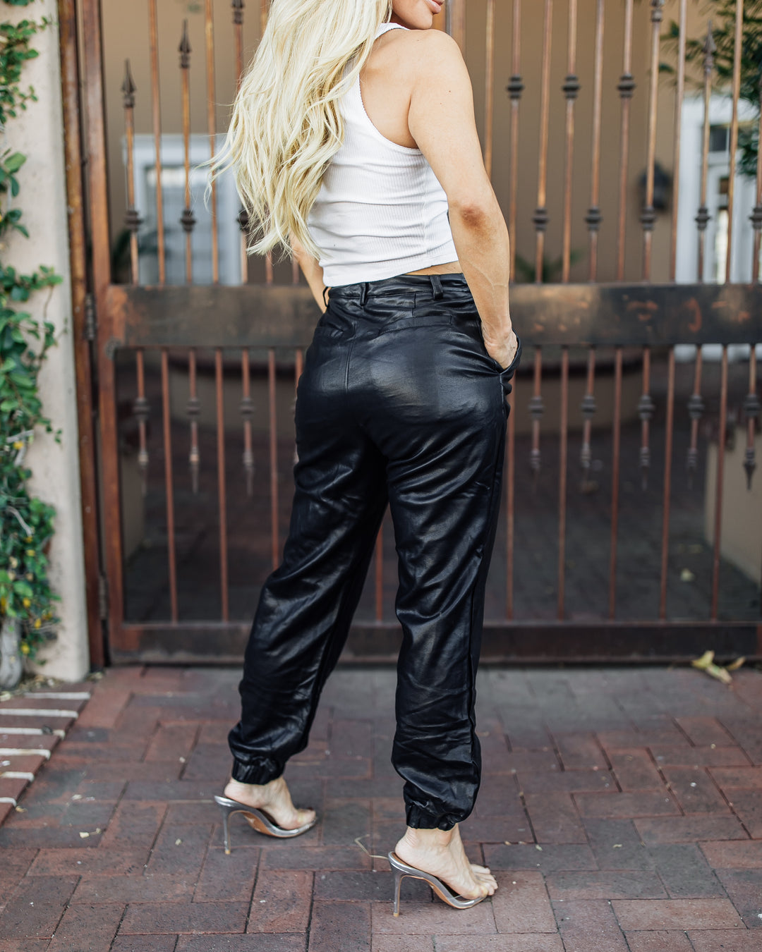 The Genevieve Vegan Faux Leather Joggers 5